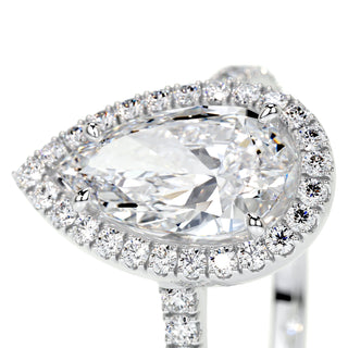 1.50 CT Pear Halo CVD F/VS2 Diamond Engagement Ring - Barbara Maison 