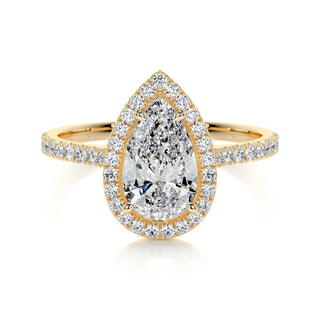 1.50 CT Pear Halo CVD F/VS2 Diamond Engagement Ring - Barbara Maison 