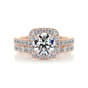1.50 CT Round Halo CVD F/VS Diamond Bridal Ring Set - Barbara Maison 