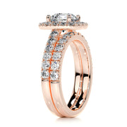 1.50 CT Round Halo CVD F/VS Diamond Bridal Ring Set - Barbara Maison 