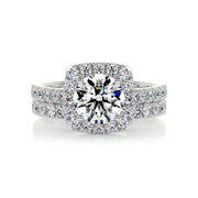 1.50 CT Round Halo CVD F/VS Diamond Bridal Ring Set - Barbara Maison 