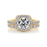1.50 CT Round Halo CVD F/VS Diamond Bridal Ring Set - Barbara Maison 