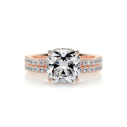 2.0 CT Cushion Hidden Halo CVD F/VS Diamond Bridal Set - Barbara Maison 