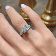 2.0 CT Cushion Hidden Halo CVD F/VS Diamond Bridal Set - Barbara Maison 