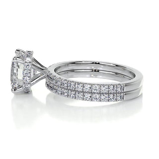 2.0 CT Cushion Hidden Halo CVD F/VS Diamond Bridal Set - Barbara Maison 