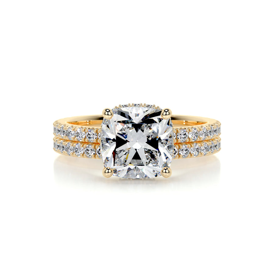 2.0 CT Cushion Hidden Halo CVD F/VS Diamond Bridal Set - Barbara Maison 