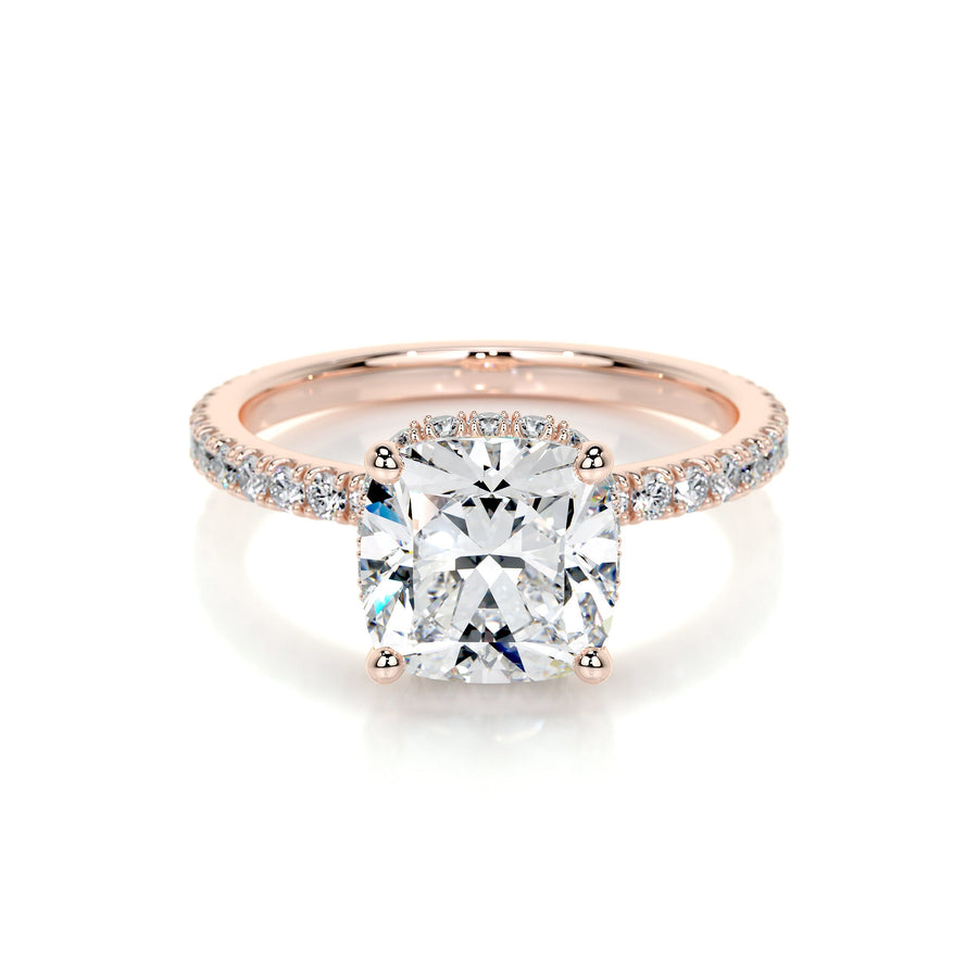 2.0 CT Cushion Hidden Halo CVD E/VS1 Diamond Engagement Ring - Barbara Maison 