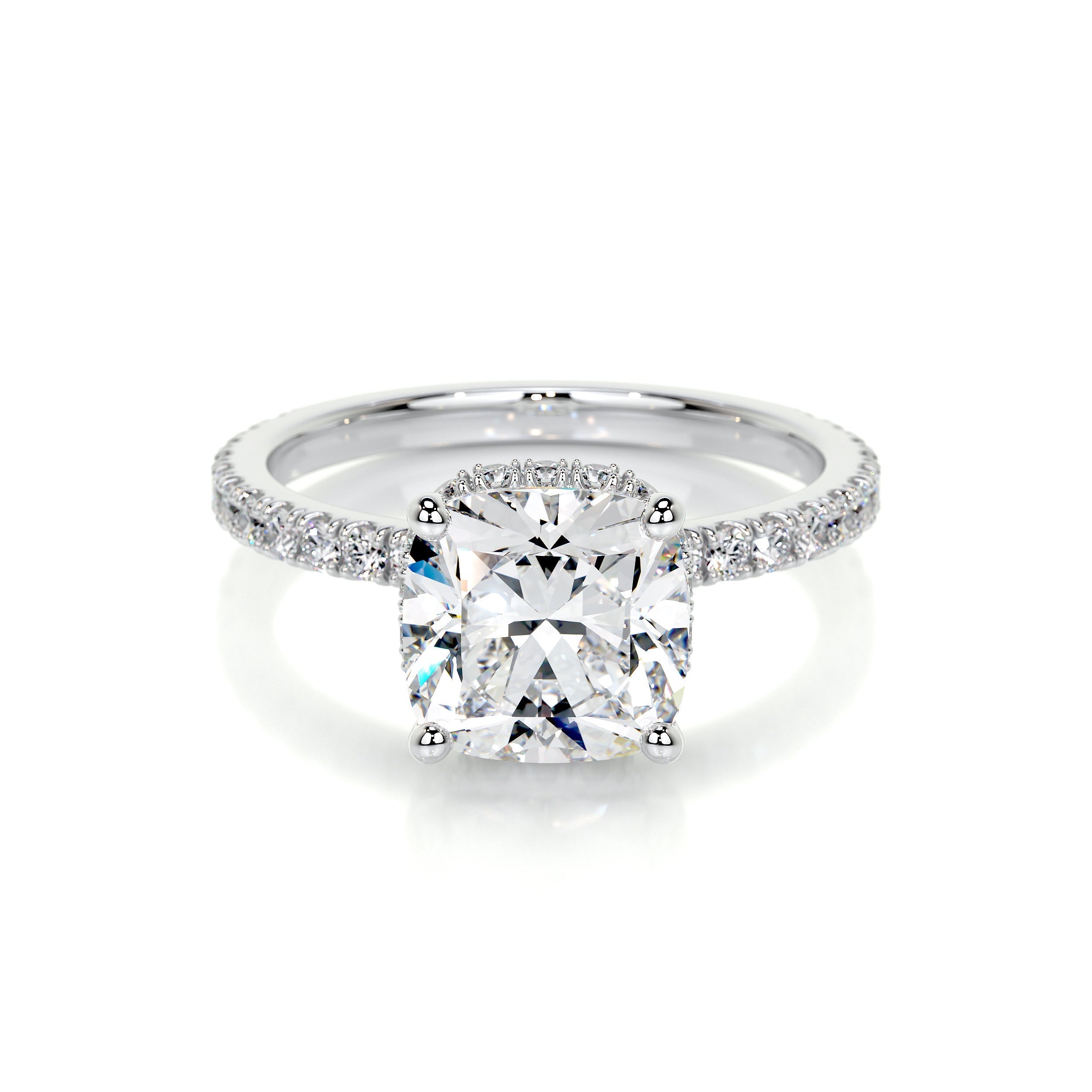 2.0 CT Cushion Hidden Halo CVD E/VS1 Diamond Engagement Ring - Barbara Maison 