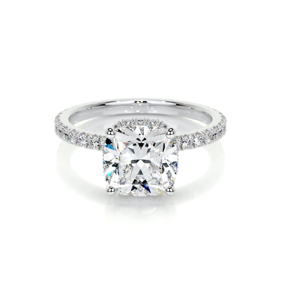 2.0 CT Cushion Hidden Halo CVD E/VS1 Diamond Engagement Ring - Barbara Maison 