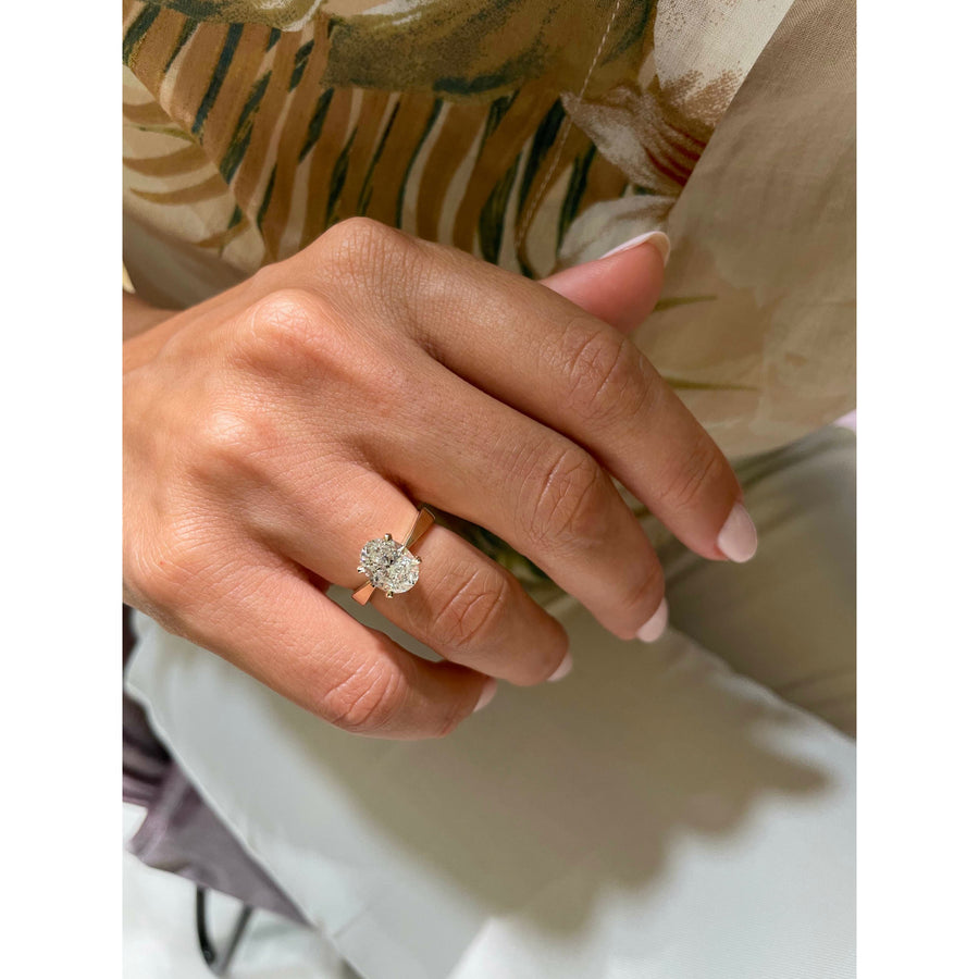 2.0 CT Oval Solitaire CVD G/VS2 Diamond Engagement Ring - Barbara Maison 