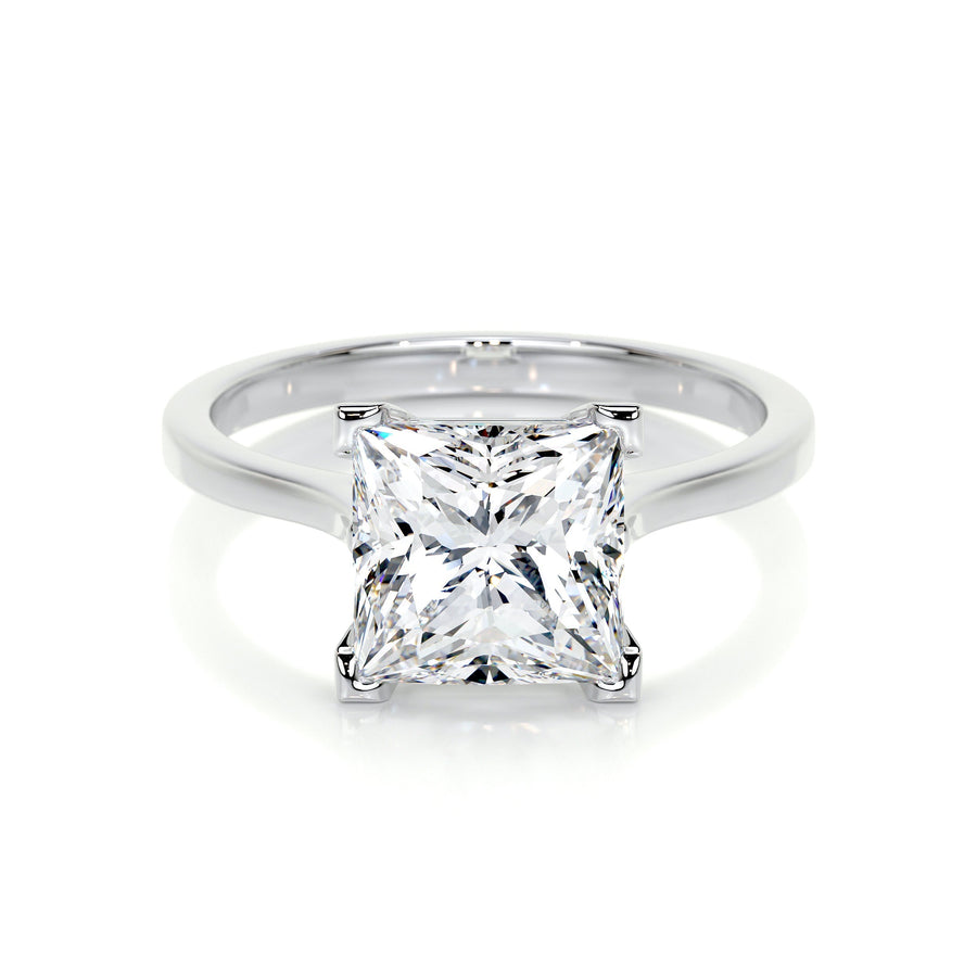 3.0 CT Princess Solitaire CVD F/VS2 Diamond Engagement Ring - Barbara Maison 