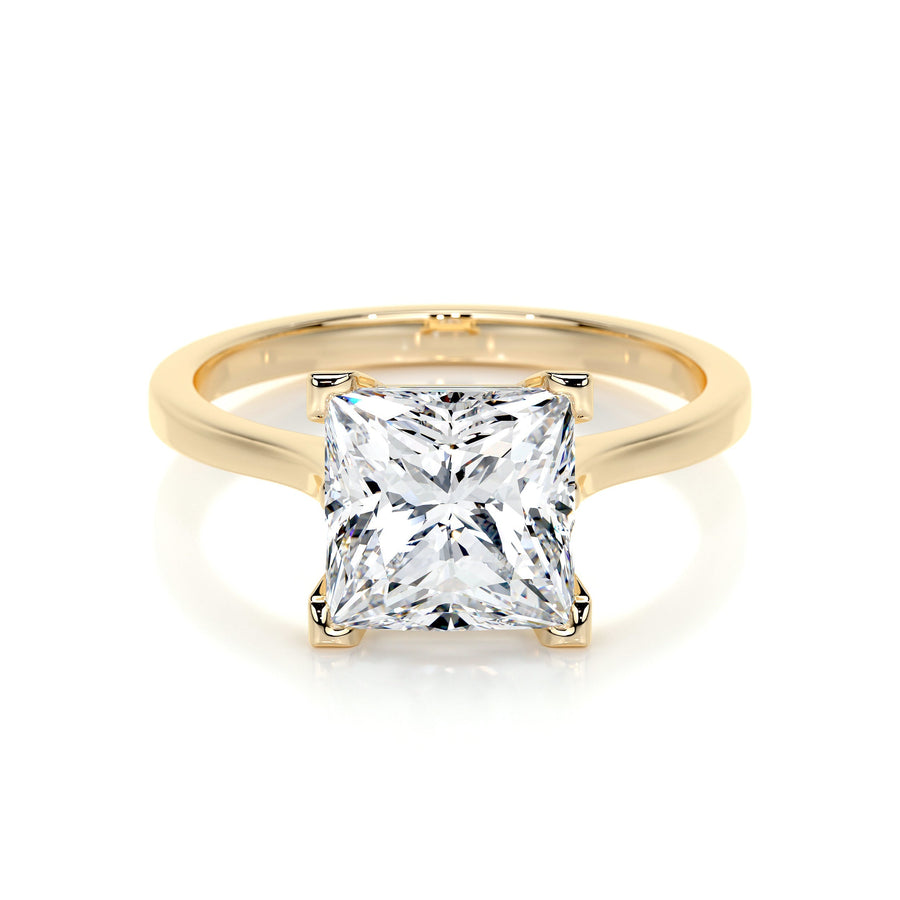 3.0 CT Princess Solitaire CVD F/VS2 Diamond Engagement Ring - Barbara Maison 