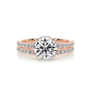 1.25 CT Round Hidden Halo CVD F/VS Diamond Bridal Ring Set - Barbara Maison 