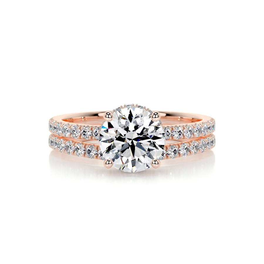 1.25 CT Round Hidden Halo CVD F/VS Diamond Bridal Ring Set - Barbara Maison 