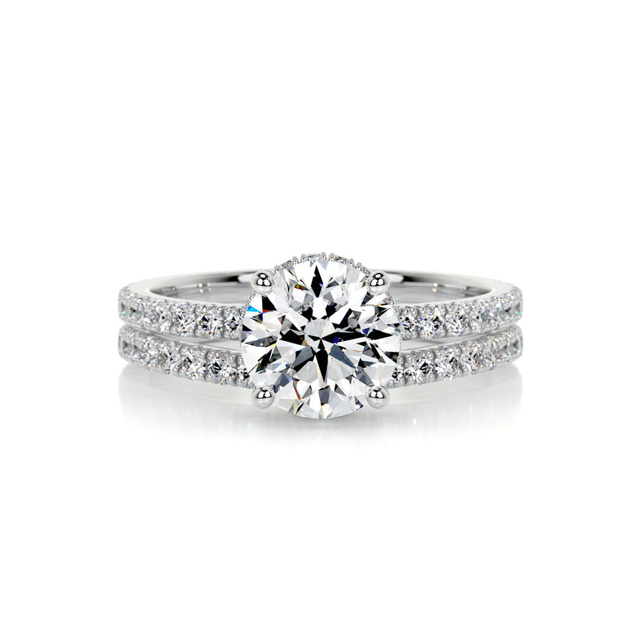 1.25 CT Round Hidden Halo CVD F/VS Diamond Bridal Ring Set - Barbara Maison 