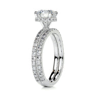 1.25 CT Round Hidden Halo CVD F/VS Diamond Bridal Ring Set - Barbara Maison 