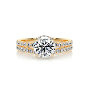 1.25 CT Round Hidden Halo CVD F/VS Diamond Bridal Ring Set - Barbara Maison 