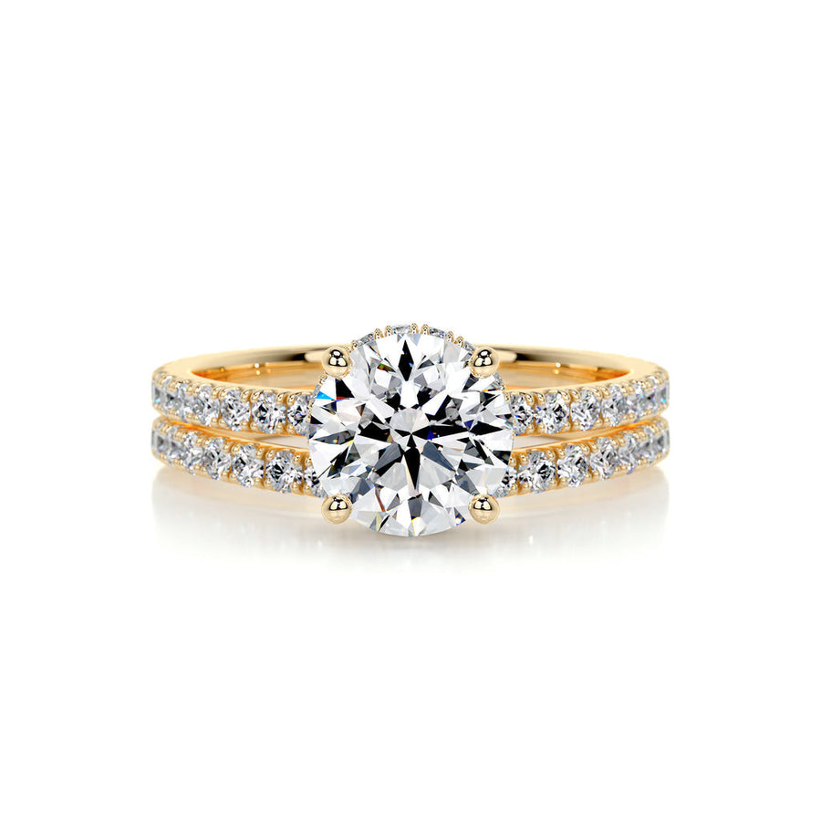 1.25 CT Round Hidden Halo CVD F/VS Diamond Bridal Ring Set - Barbara Maison 