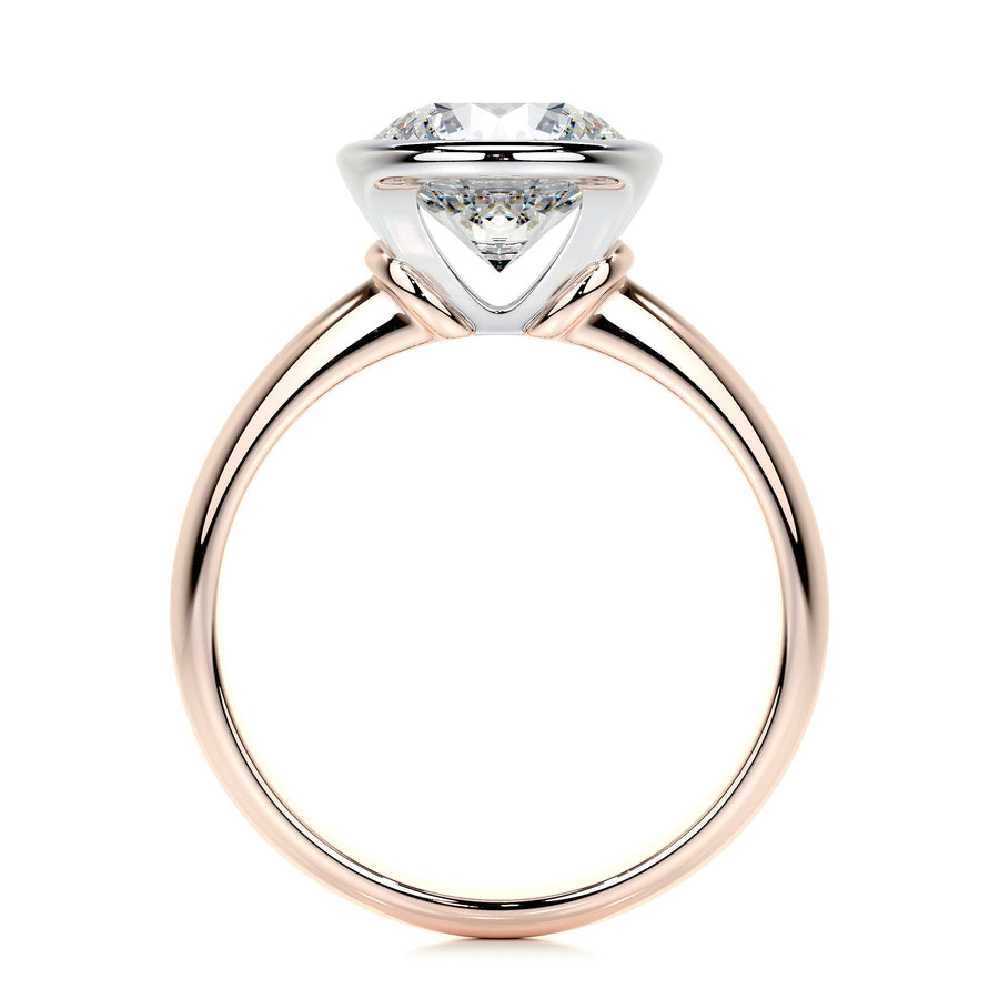 3.0 CT Round Bezel CVD F/SI1 Diamond Engagement Ring - Barbara Maison 