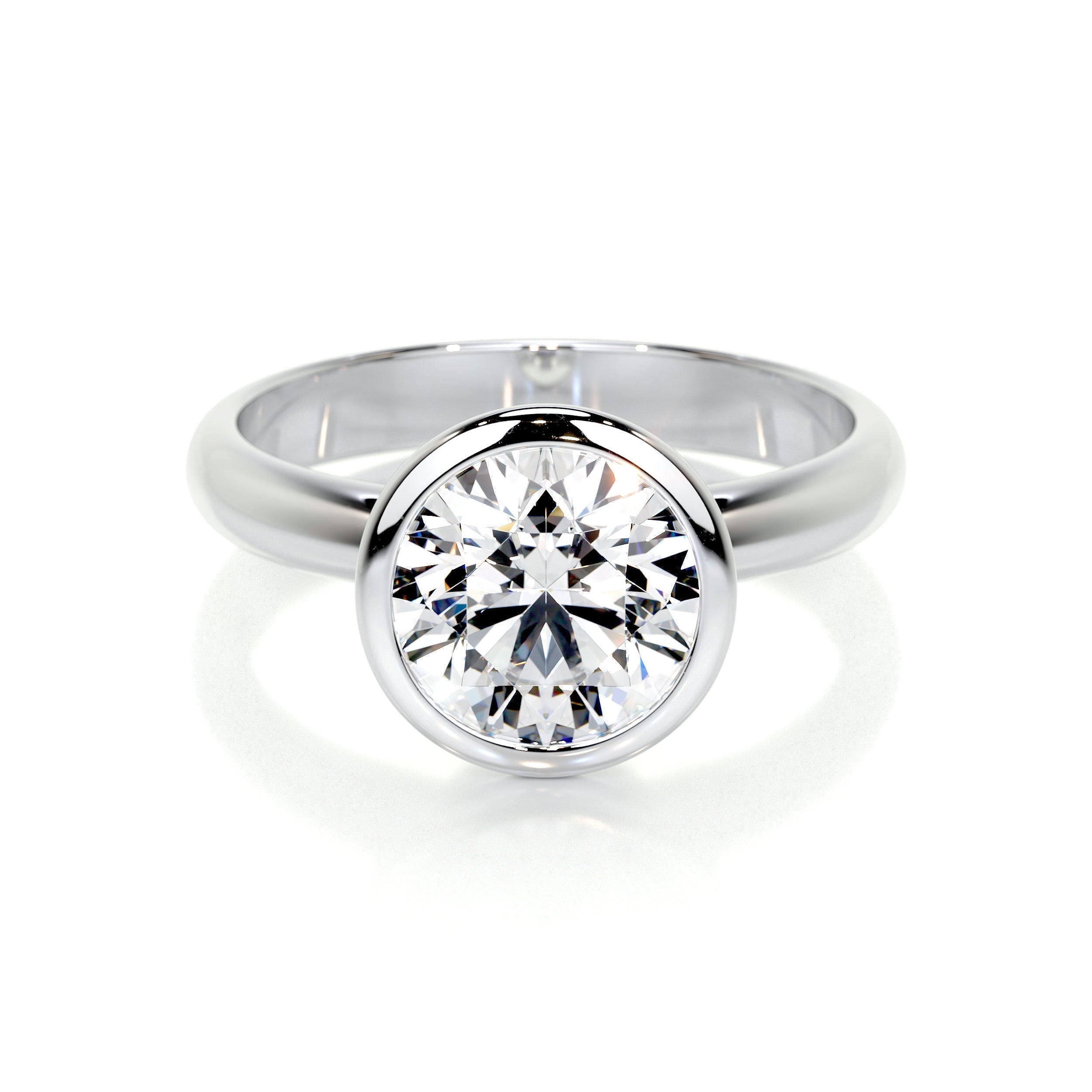 3.0 CT Round Bezel CVD F/SI1 Diamond Engagement Ring - Barbara Maison 