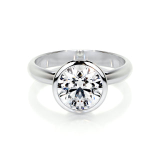 3.0 CT Round Bezel CVD F/SI1 Diamond Engagement Ring - Barbara Maison 