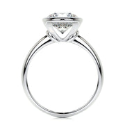 3.0 CT Round Bezel CVD F/SI1 Diamond Engagement Ring - Barbara Maison 