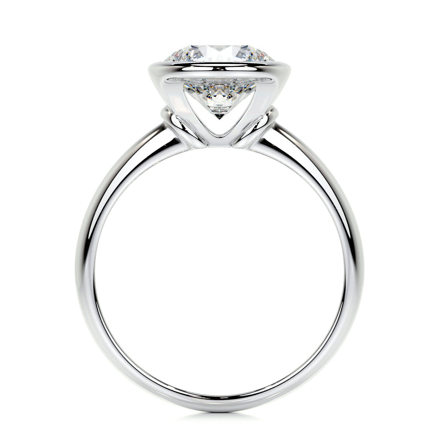 3.0 CT Round Bezel CVD F/SI1 Diamond Engagement Ring - Barbara Maison 
