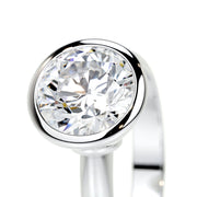 3.0 CT Round Bezel CVD F/SI1 Diamond Engagement Ring - Barbara Maison 