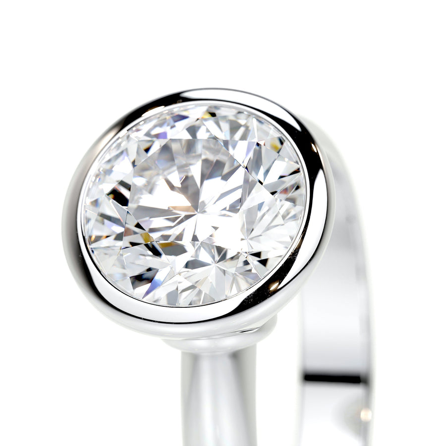 3.0 CT Round Bezel CVD F/SI1 Diamond Engagement Ring - Barbara Maison 