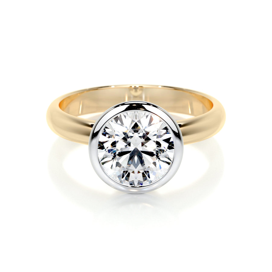3.0 CT Round Bezel CVD F/SI1 Diamond Engagement Ring - Barbara Maison 