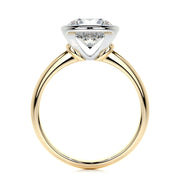 3.0 CT Round Bezel CVD F/SI1 Diamond Engagement Ring - Barbara Maison 