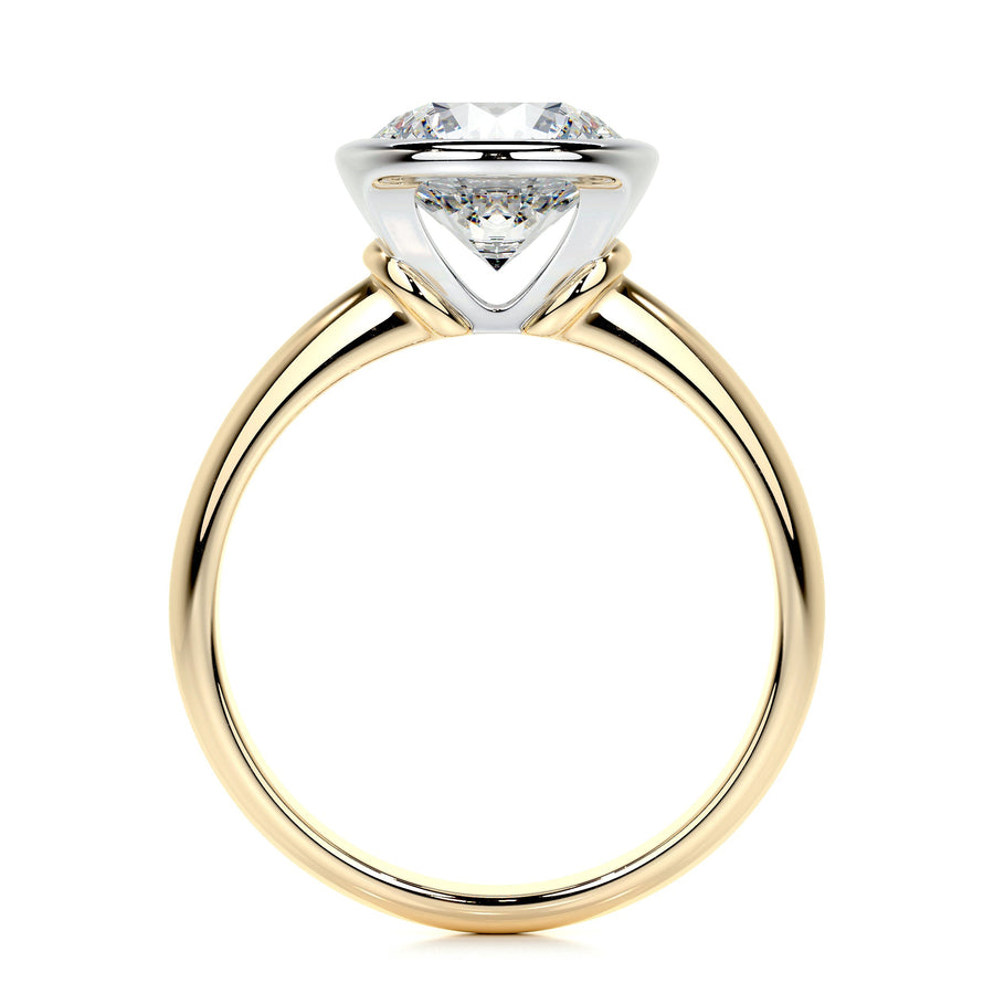 3.0 CT Round Bezel CVD F/SI1 Diamond Engagement Ring - Barbara Maison 