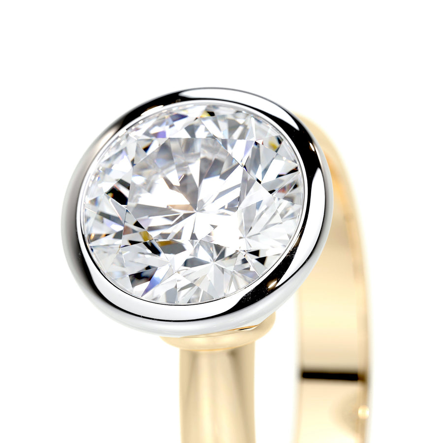3.0 CT Round Bezel CVD F/SI1 Diamond Engagement Ring - Barbara Maison 