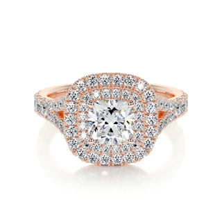 1.0 CT Cushion Double Halo CVD D/VS1 Diamond Engagement Ring - Barbara Maison 