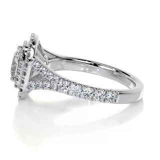 1.0 CT Cushion Double Halo CVD D/VS1 Diamond Engagement Ring - Barbara Maison 