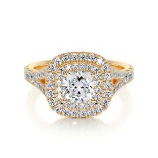 1.0 CT Cushion Double Halo CVD D/VS1 Diamond Engagement Ring - Barbara Maison 