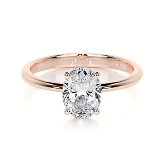 1.0 CT Oval Solitaire CVD E/VS2 Diamond Engagement Ring - Barbara Maison 