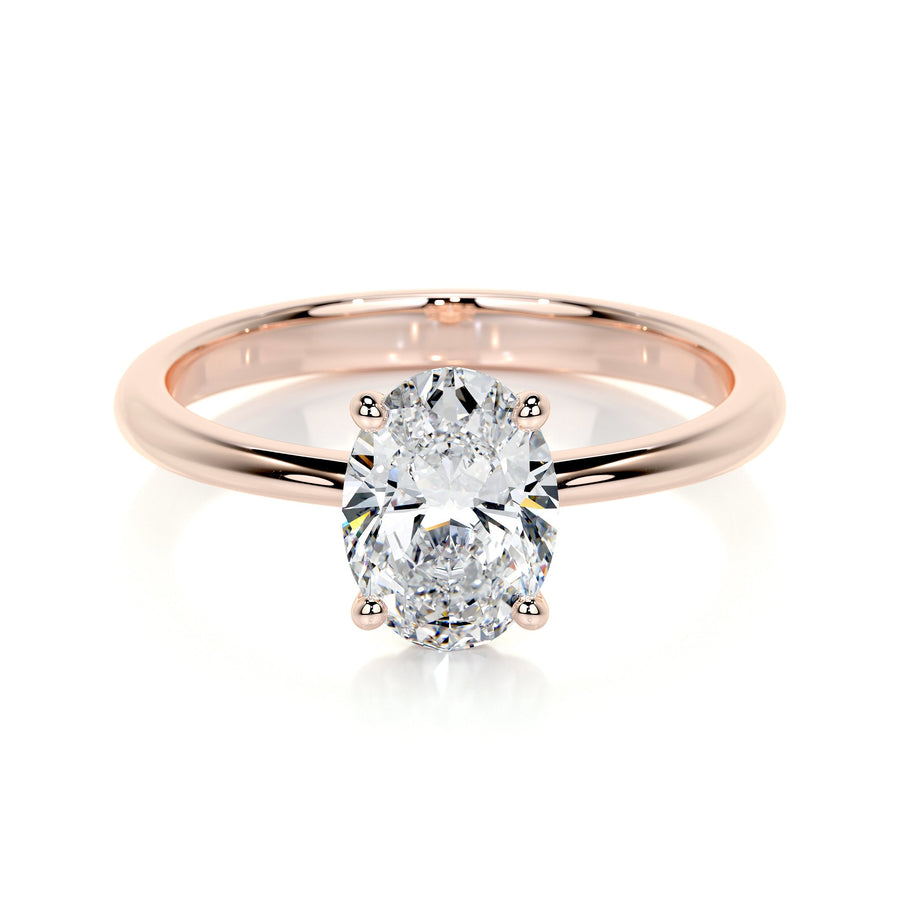 1.0 CT Oval Solitaire CVD E/VS2 Diamond Engagement Ring - Barbara Maison 