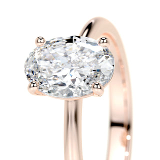 1.0 CT Oval Solitaire CVD E/VS2 Diamond Engagement Ring - Barbara Maison 