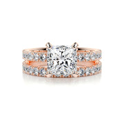 1.50 CT Princess Solitaire CVD F/VS Diamond Bridal Ring Set - Barbara Maison 