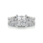 1.50 CT Princess Solitaire CVD F/VS Diamond Bridal Ring Set - Barbara Maison 