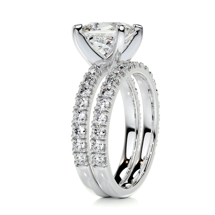 1.50 CT Princess Solitaire CVD F/VS Diamond Bridal Ring Set - Barbara Maison 