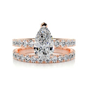 1.50 CT Pear Solitaire CVD F/VS Diamond Bridal Ring Set - Barbara Maison 