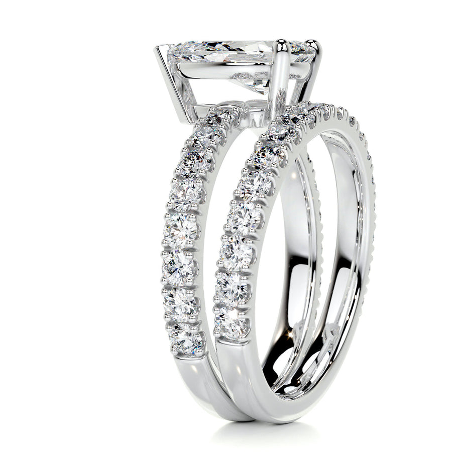 1.50 CT Pear Solitaire CVD F/VS Diamond Bridal Ring Set - Barbara Maison 