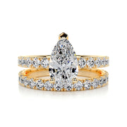 1.50 CT Pear Solitaire CVD F/VS Diamond Bridal Ring Set - Barbara Maison 