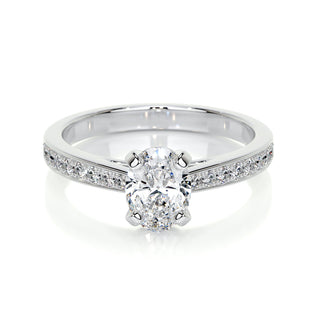 0.82 CT Oval Solitaire CVD F/VS2 Diamond Engagement Ring - Barbara Maison 