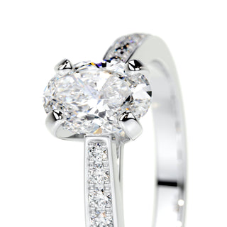 0.82 CT Oval Solitaire CVD F/VS2 Diamond Engagement Ring - Barbara Maison 