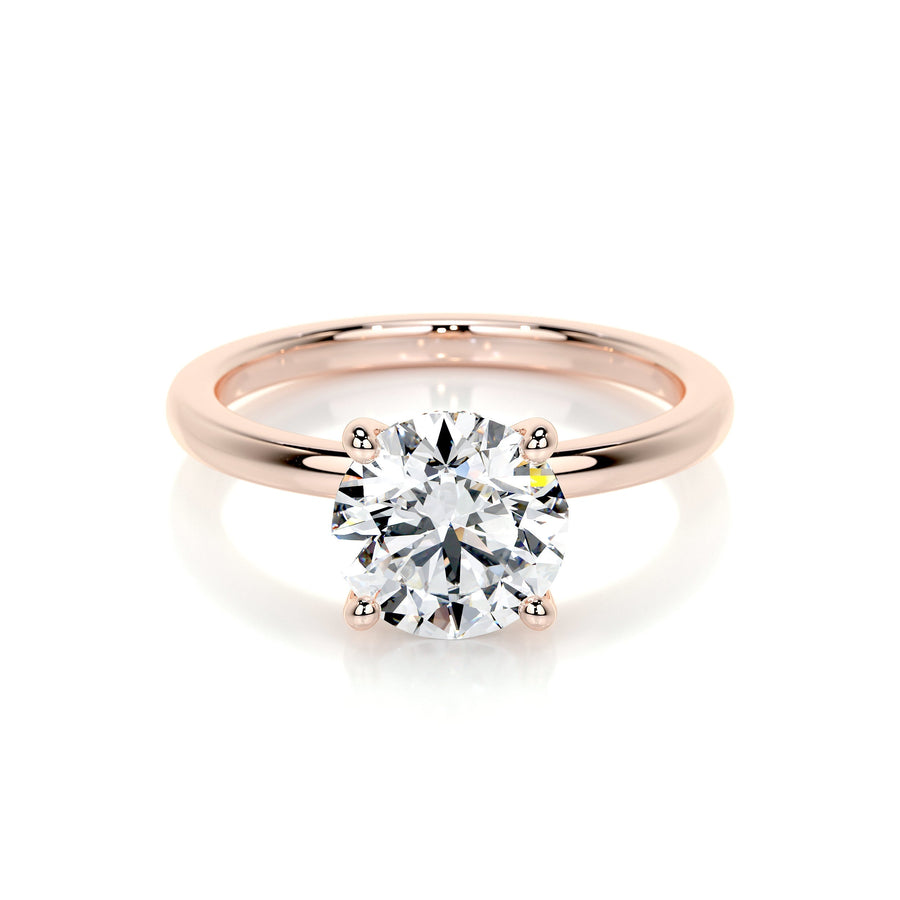 2.0 CT Round Hidden Halo CVD D/VS1 Diamond Engagement Ring - Barbara Maison 