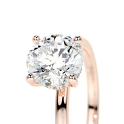 2.0 CT Round Hidden Halo CVD D/VS1 Diamond Engagement Ring - Barbara Maison 