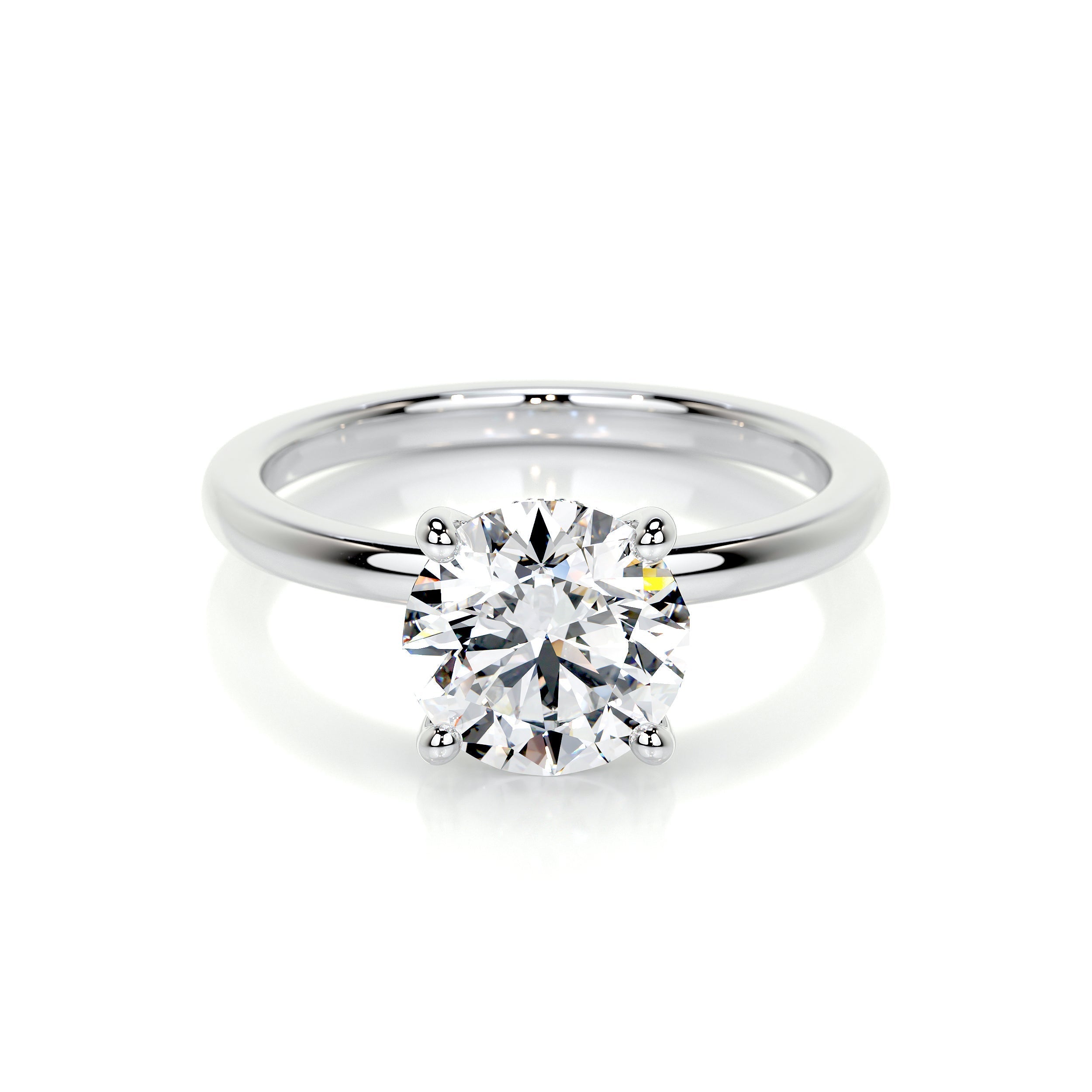 2.0 CT Round Hidden Halo CVD D/VS1 Diamond Engagement Ring - Barbara Maison 